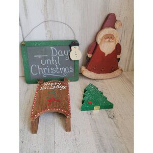Wooden sled Santa‎ countdown home decor Xmas set tree